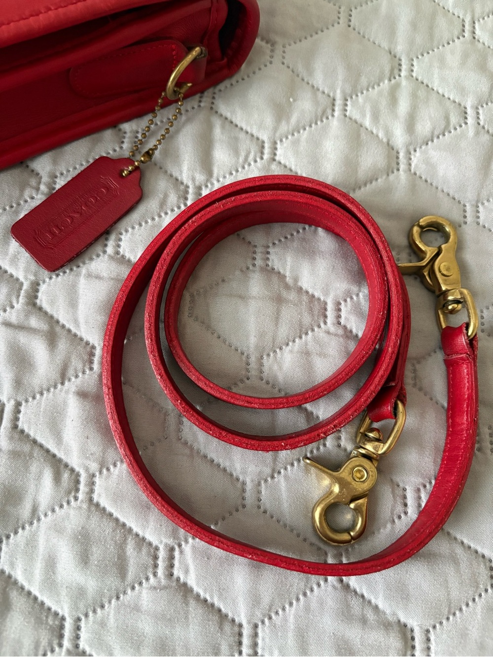 Coach Red Leather Crossbody Satchel - Picture 13 of 13